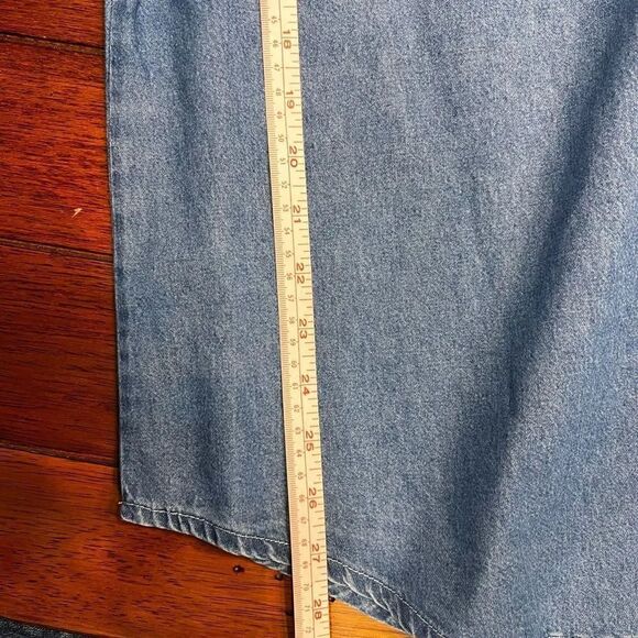 EUC Oxer Short Sleeve Denim Colorado Roxy Mountains Embroidered Size Lg #MSOC16 - Picture 4 of 6